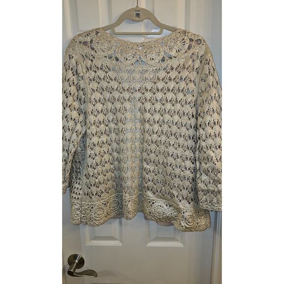 NWOT Chico's Gold Metallic Sz 3 - XL -16 Sweater - Picture 4 of 4